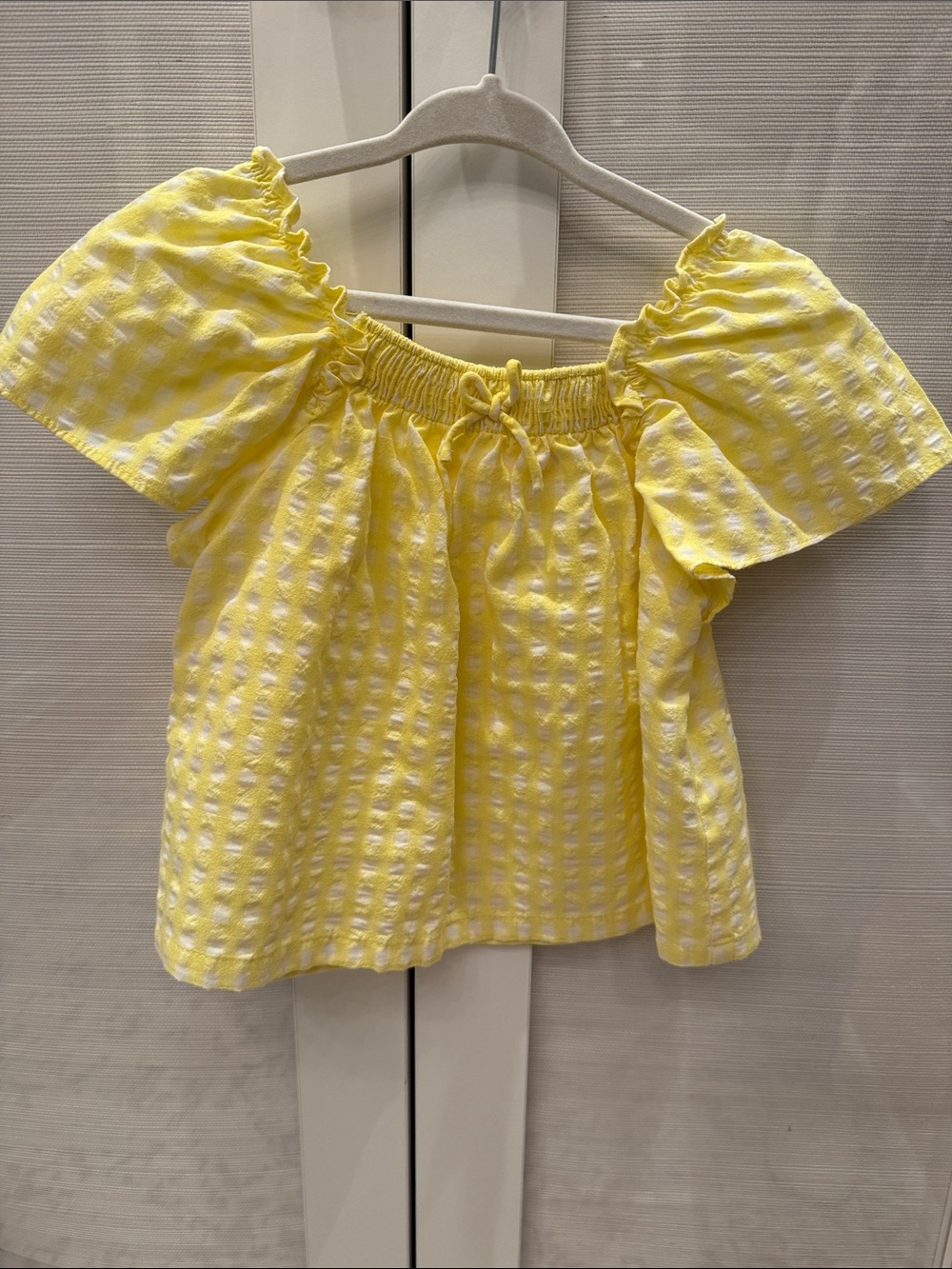 Zara Yellow Textured Off-Shoulder Top